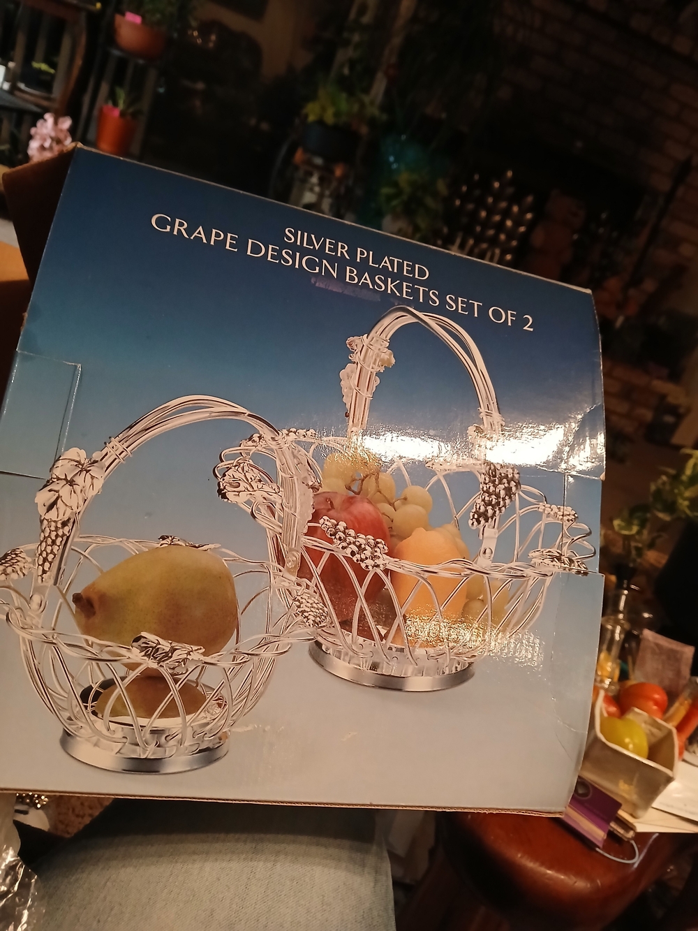 Godinger Silver-Plated Grape Design Baskets - Set of 2 Vintage But New In TheBox